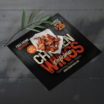 Chicken Wings Restaurant Food Flyer ads advertising business design flyer food photoshop print restaurant social media post
