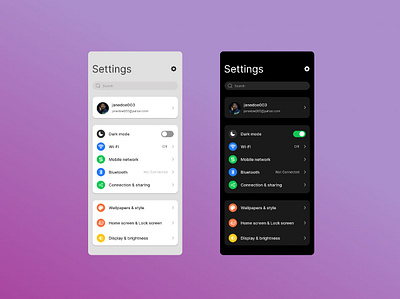 Daily UI Challenge Day 07. Settings Interface Design.