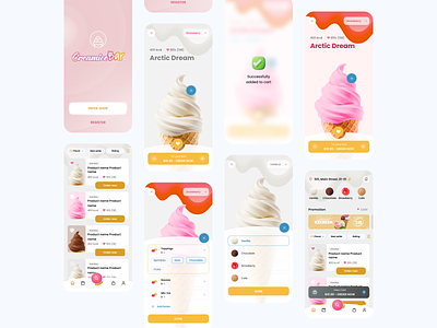 Creamy Bar - App Design app design cart clean daily ui ice cream light mode mobile design online shop order product design sweet ui ux
