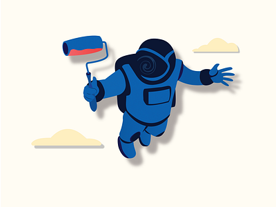 Creative astronaut #2 2d abstract art astronaut blue clouds design dropshadow grain graphic design illustration minimal paint shadow simple sky space vector