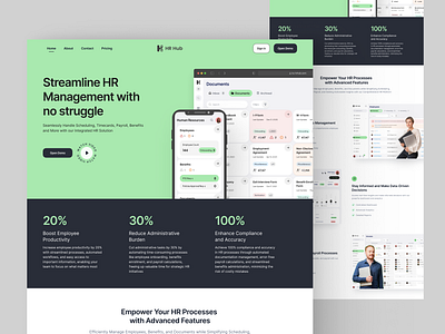 Website Landing Page for HR SaaS hero section hr landing landing page payroll design recruitment saas saas site timecard ui ux web web design