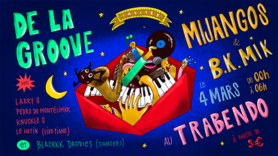 Illustration for De La Groove's event at Le Trabendo (Paris, FR) drawing illustration poster