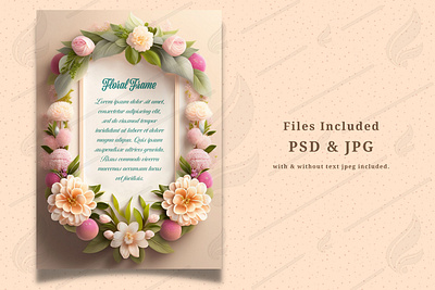 Realistic Floral Frame Wedding Card | Vertical Floral Frame abstract attractive canva design elegant floral frame florals greeting illustration invitation minimal modern photoshop template template vintage background wedding card