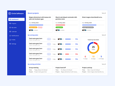 Project dashboard dashboard product design project management ui ux uxui