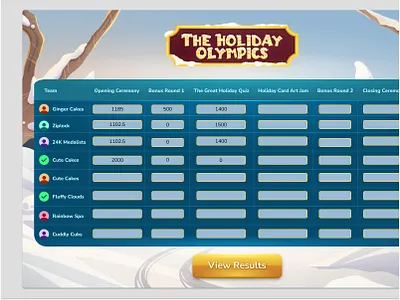 The Holiday Olympics design figma game graphic design online game ui ux