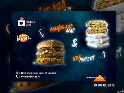 Flex design for a restaurant advertisement burger glow effect graphic design restaurant social media post