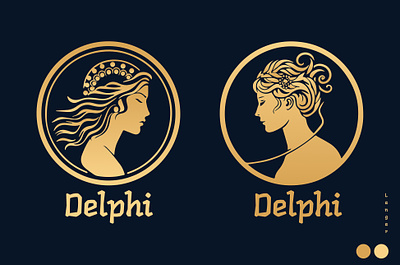 Delphi logo concept branding concept design gold logo greek god jewellery logo luxury brand mythology vector