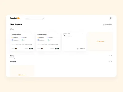 TodoCat. Project Management App cats kanban project managment ui ux web app webdesign