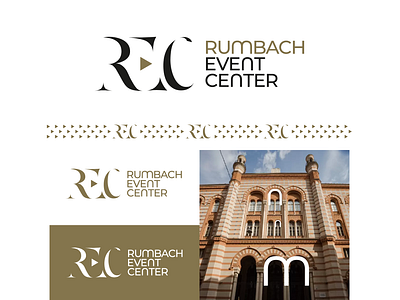 RUMBACH EVENT CENTER brand center character emblem event hidden icon identity logo logotype rec typography