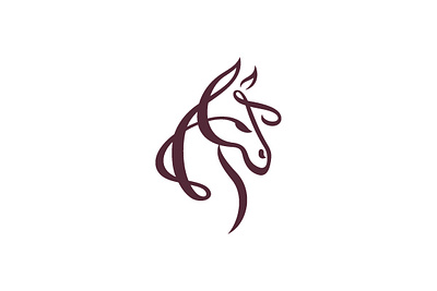 Stylish Calligraphy Horse Logo for SALE buy calligraphy design designer designing elegant feminine for sale horse logo logoground premade purchase ready made stylish unique