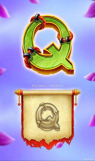 Q - symbol 2d art asian casino casual chinese design digital gambling game illustration slot symbol ui