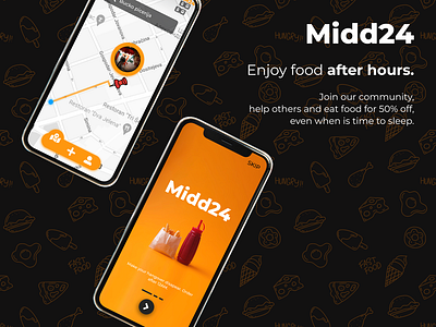 Midd24 - Food ordering mobile app app design graphic design logo typography ui ux
