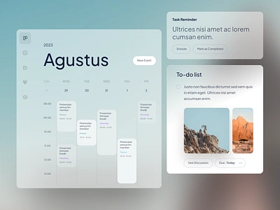 VisionOS Calendar UI Exploration calendar cards event glassmorphism ios mac task to do transparent ui visionos