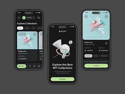 Collectify - NFT Trading Platform app artwork bid branding collectify design digital digital artwork mobile app nft nft collection nft trading trading ux