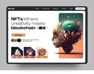 NFT / Blockchain Platform Design clean ui design illustration landing page design minimalist minimalistic responsive design responsive web design ui uiux design