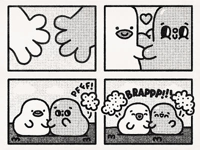 The Fart comix 2d brapp bw cartoon comics comix cute design distress doodle fart farting fun illustration japanese kawaii love lovers pfff textures