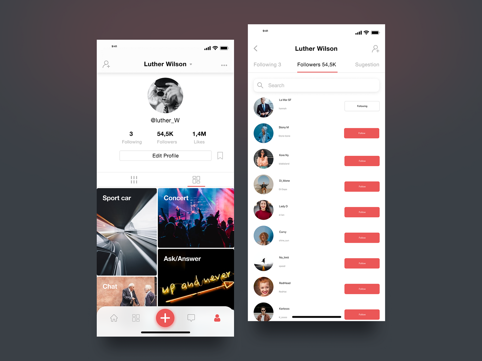 Social media app design by Perfsol on Dribbble