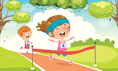 Illustration Of Kids Running graphic design illustration vector