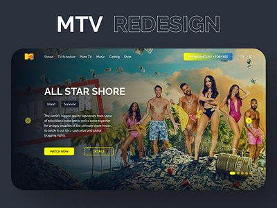 Redesign MTV site branding design mtv mtv.com redesign ui ux uxui webdesign website