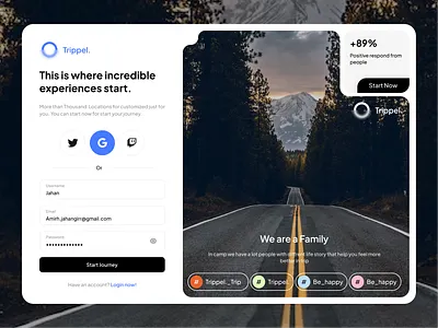 Trippel - Travelling Platform Sign Up page adventure airbnb clean dashboard journey real estate sign up page tour tourism travel agency travel agency landing travel app travel company landing page travel design travel service travel website trip trip landing page ui ux webdesign
