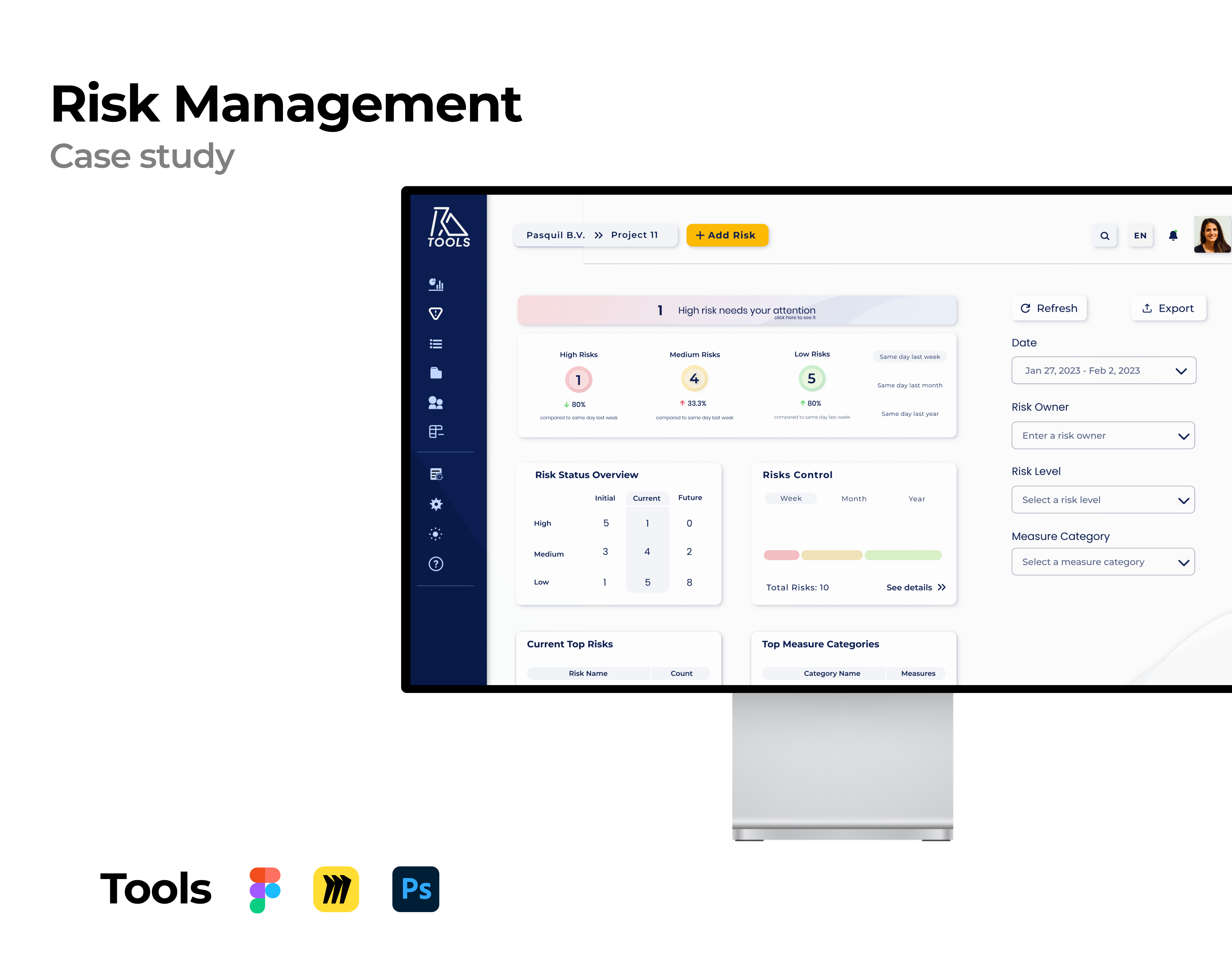 Risk Management app case study dashboard design figma graphic design logo proffesional risk management sketch tool ux webapp