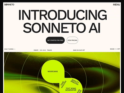 AI Lyrics Generator Website Concept ai app ai generator landing page ai generator tool ai landing page ai ui ai website music website