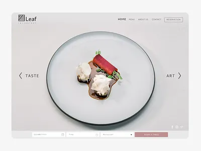 Leaf art book booking design food food art gourmet logo minimal restaurant taste taste art ui ux web design white