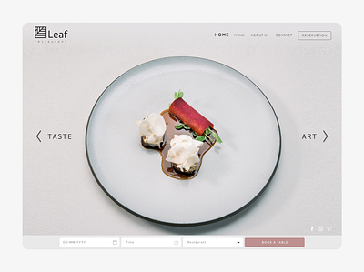 Leaf art book booking design food food art gourmet logo minimal restaurant taste taste art ui ux web design white