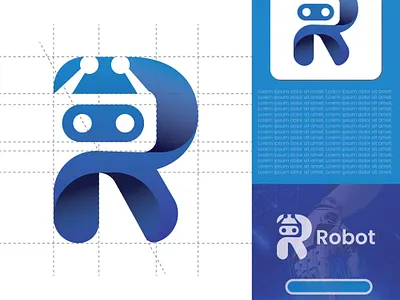Robot Logo, Modern Logo, Brand Identity app icon artificial logo brand design brand identity branding branding design custom letter custom r gradient logo letter logo logo mark logofolio logos modern logo robot robot logo tech logo typography vect plus visual identity