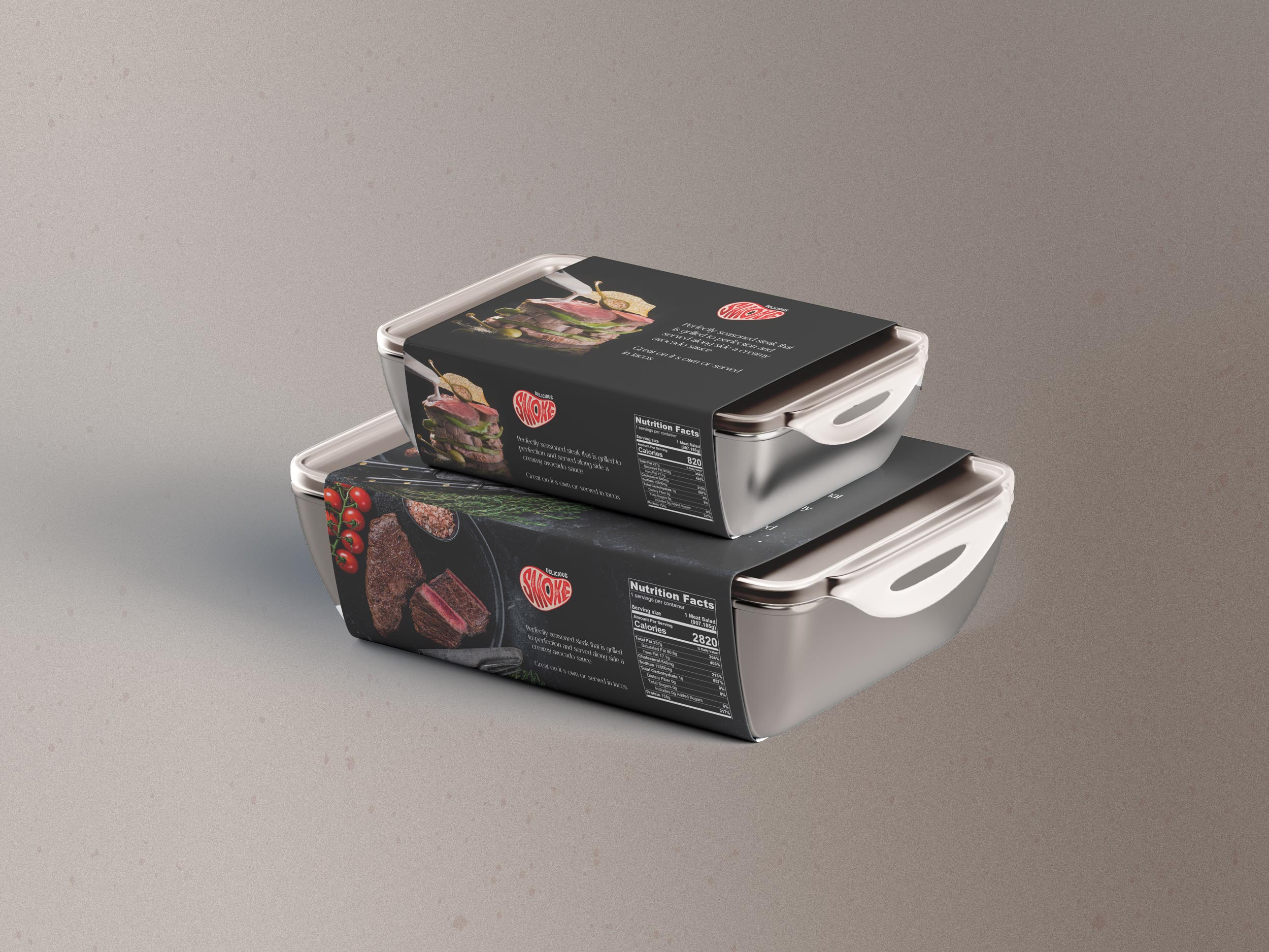 Delicious Meat Branding branding container delivery food logo logotype meat red smoked meat