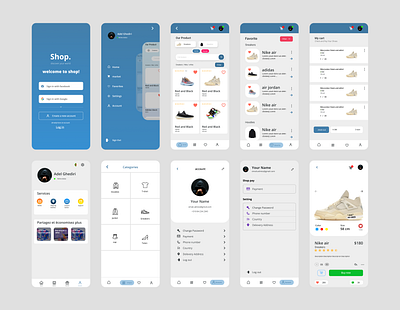 ui / ux mobile app for shopping app blue download mobile shop shop app sneakers ui ux mobile app for shopping white