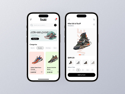 Sneaker Store UI Design : Minimal & Modern - Mobile 3d app art branding concept design dribbble graphic design mobile nike ui ux
