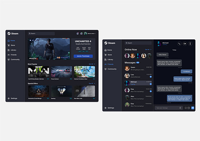 Steam Redesign chat game redesign steam ui userflow ux web