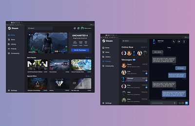 Steam Redesign chat game redesign steam ui userflow ux web