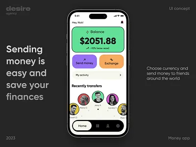 Money App android animation balance branding currency design desire agency finance graphic design illustration ios logo mobile money motion motion graphics transfer ui