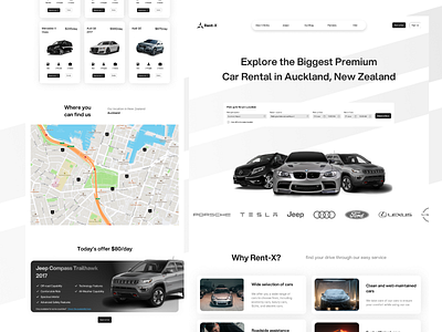 Rent-X - Car Rental car design figma figmadesign maps rent rental ui web