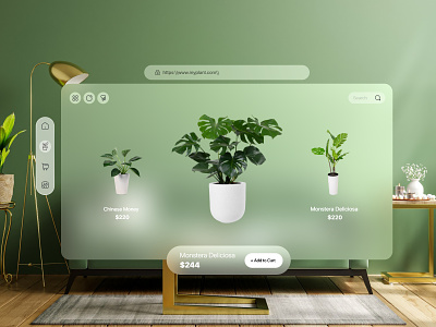 🥽Apple Vision Pro: Plant Shop🌱 Website UI apple design apple vision pro ar dashboard dashboard ui ios plant care plant web ui plant website spatial ui trending uiux virtual reality vision os vr website design