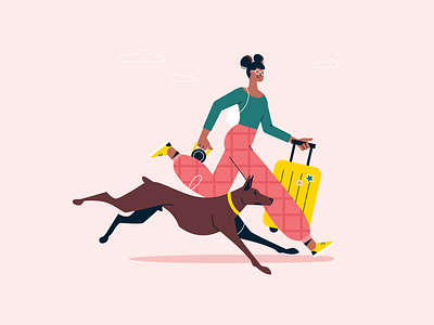 Airport Illustration airport baggage girl illustration passenger tour traveling trip