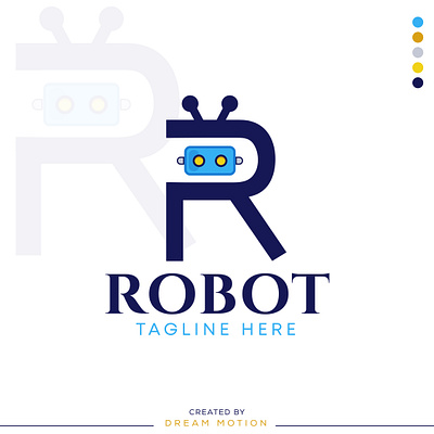 Robot Logo, modern logo, logo design animation app logo branding creative logo design graphic design illustration initial logo letter logo letter r logo logo logo ideas logofolio minimal logo motion graphics robot logo tech logo ui ux vector