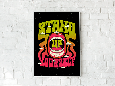 Stand up for yourself design illustration lettering motivation retro typography vector vintage