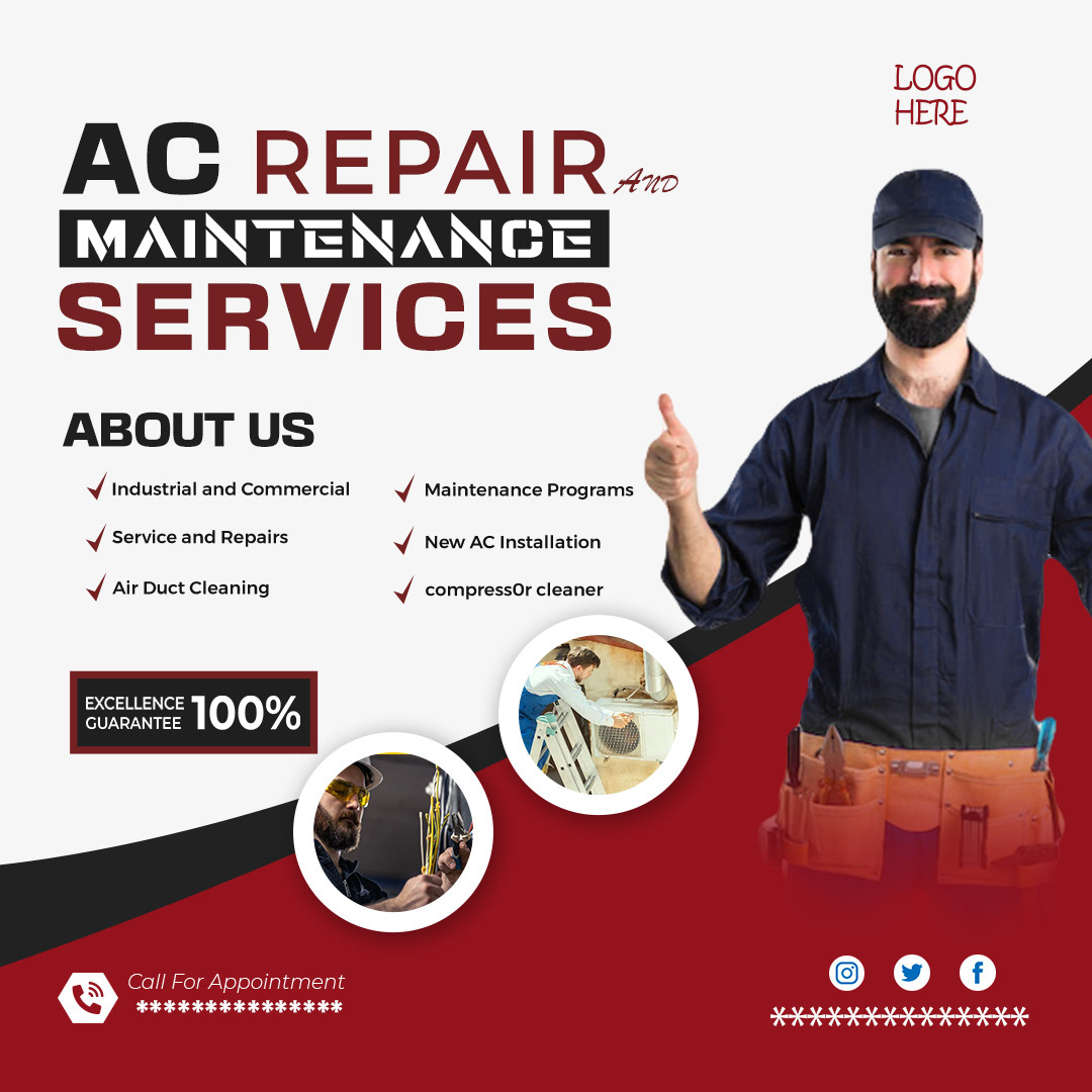 Social Media Post Designs Of AC Repair Company by Agencies 365 on Dribbble