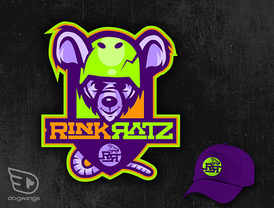 Rink Ratz logo - mobile rollerskating rink branding chipdavid design dogwings illustration logo rat rollerskating vector