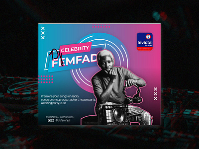 Dj femfad design invicta fm advert design advert flyer design dj flyer graphic design music cover music design music flyer design night life party poster poster design radio station