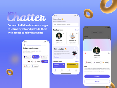 chatter - educational app branding case study chatting app design education app onboarding product design ui uiux user interface ux