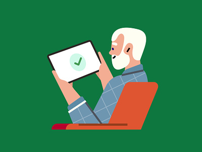 Approved app illustration approved character characters design concept design grandfather idea illustration illustration web man old man vector