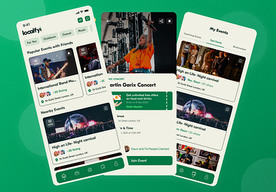 Localfyi - Event Booking App animation concert details event booking event details events events app figma find events find friends home myevents profile ui ux