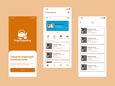 Mobile UI : AngkringanKuy App app design graphic design illustration typography ui ux