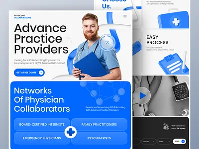 Doctor Consultation Website Design bold typogrpahy clean design clinic doctor header healthcare home page design hospital hospital webdesign landing page layout medical website nurse physician top web design trendy website ui design web design web ui design website design