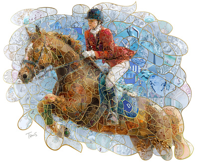 Paris 2024: Horseback riding design horseback riding illustration mosaic olympic games photocollage photomosaic sports graphics visualdesign