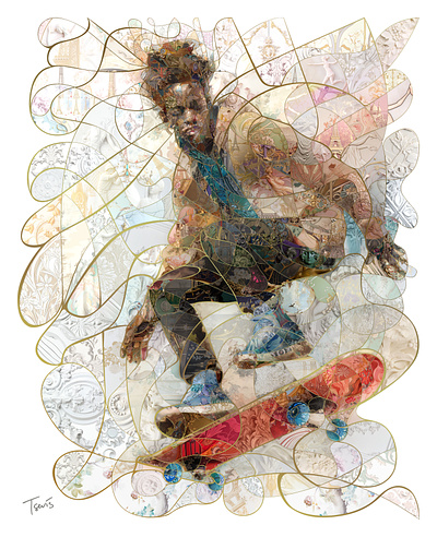 Paris 2024: Skateboard illustration olympics paris 2024 photocollage photomosaic skateboarding visualdesign